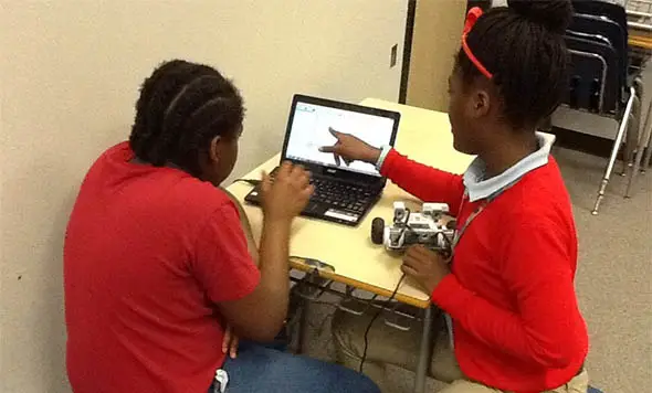 Photo of students using computer